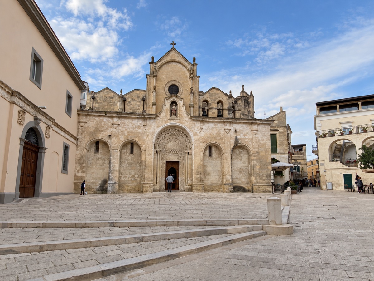 La façade de la cathédrale de Matera, photographiée par Jérémy